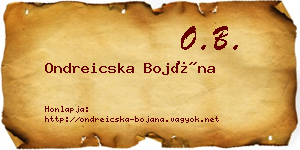 Ondreicska Bojána névjegykártya
